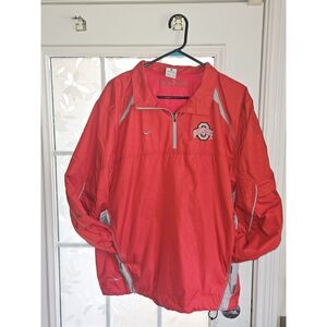 Nike Ohio State Buckeyes 1/4 Zip Jacket Pullover Storm Fit Red Gray Mens MEDIUM